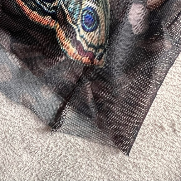 NWT Desigual Slim Knee-Length Mesh Butterfly Print Art-to-Wear Dress Black - Picture 11 of 17